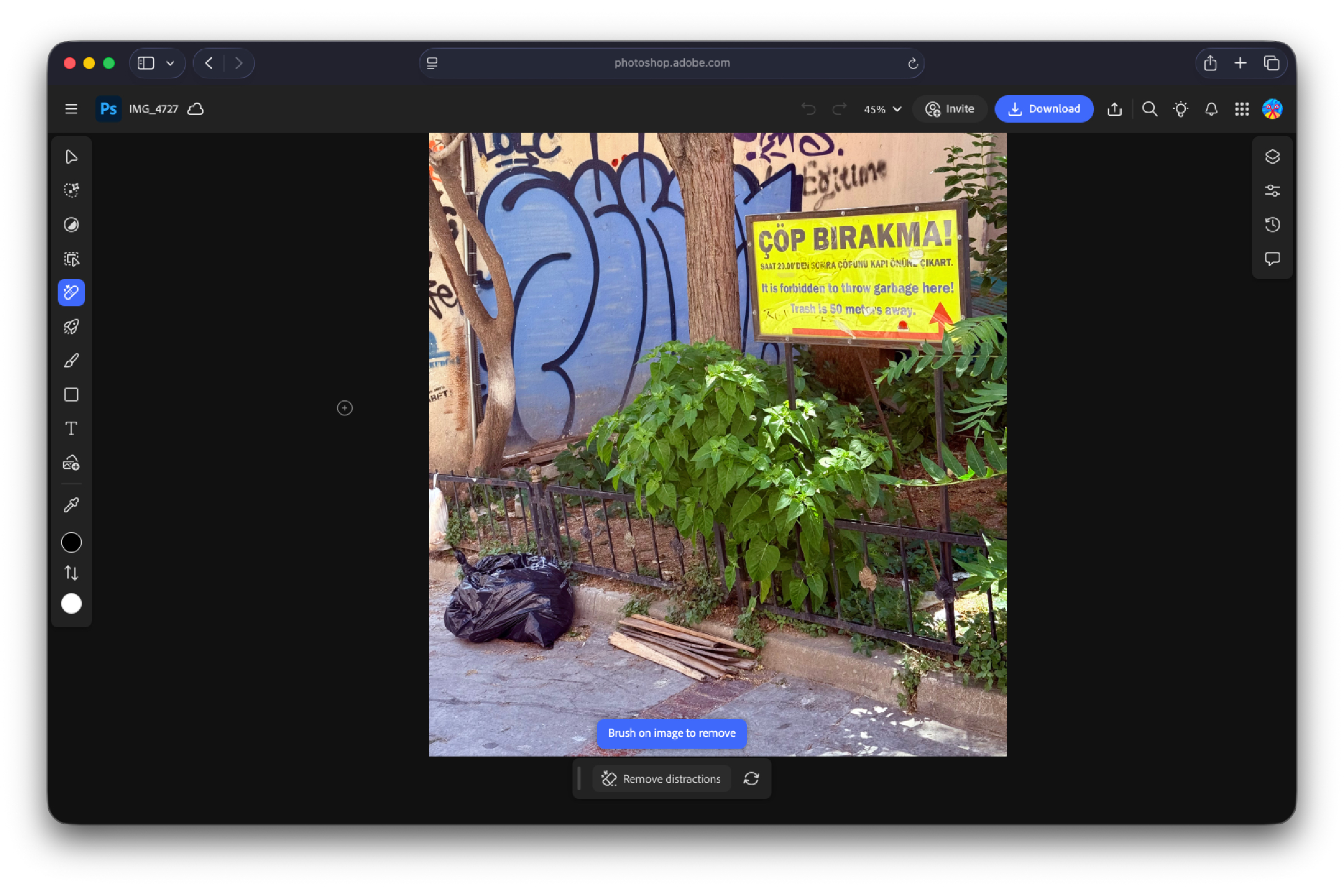 Photoshop Object Remove tool before