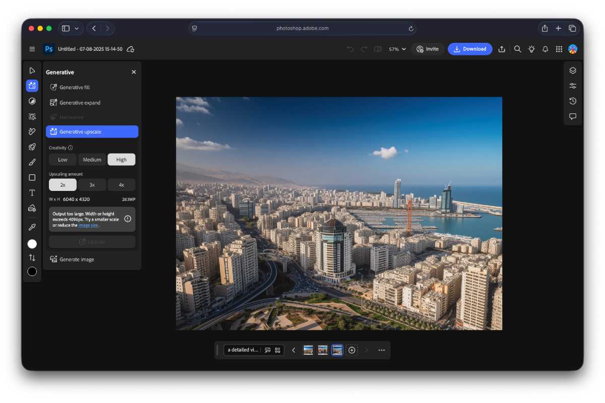 Photoshop upscale image of city