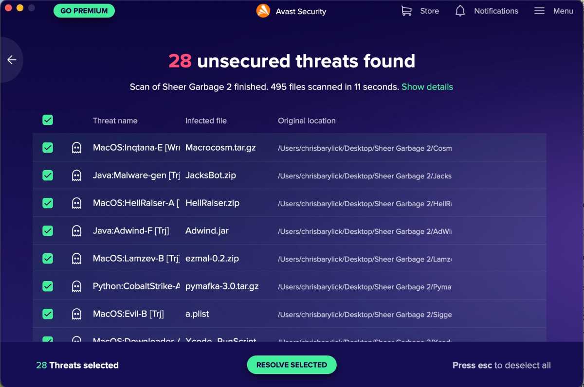 AvastFree Threats found