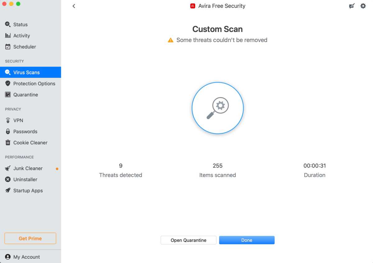 AviraFreeSecurity3 virus scan