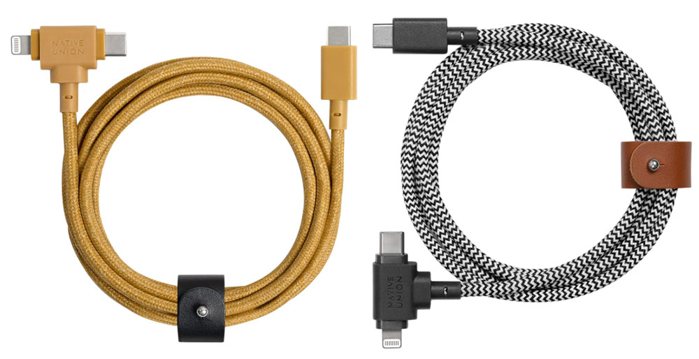 Native Union Belt Cable Duo USB-C to Lightning Cable – Premium hybrid charge cable for iPhone & iPad