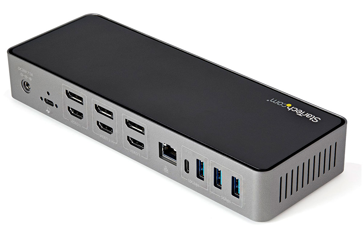 StarTech.com USB-C Hybrid Triple Monitor Docking Station &ndash; DisplayLink dock with video options