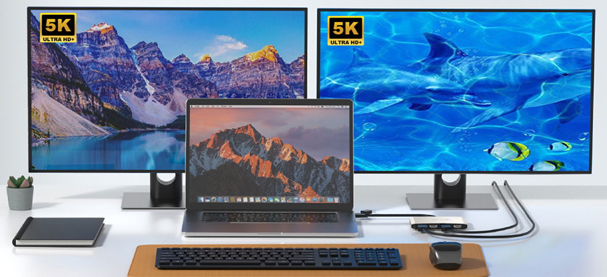 Wavlink Dual 4K DisplayPort & HDMI Adapter &ndash; two 5K displays at 60Hz